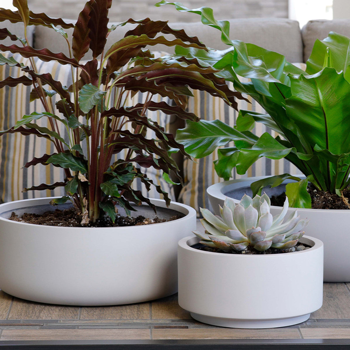 7 inch Gray Cream Fiberstone Ceramic Pot