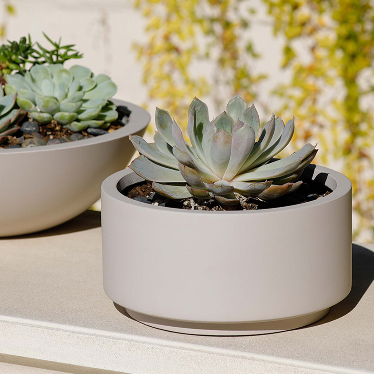 7 inch Gray Cream Fiberstone Ceramic Pot