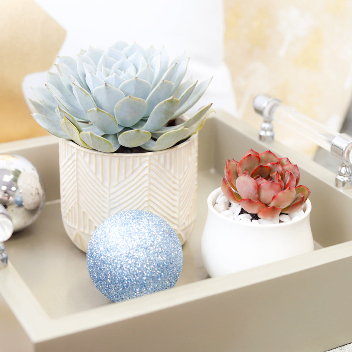 White Geometric Pot