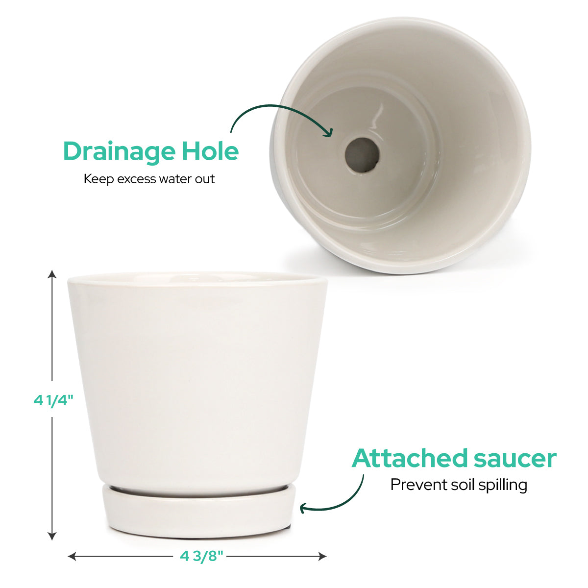 Pack of 3 Oatmeal Minimalist Ceramic Pots