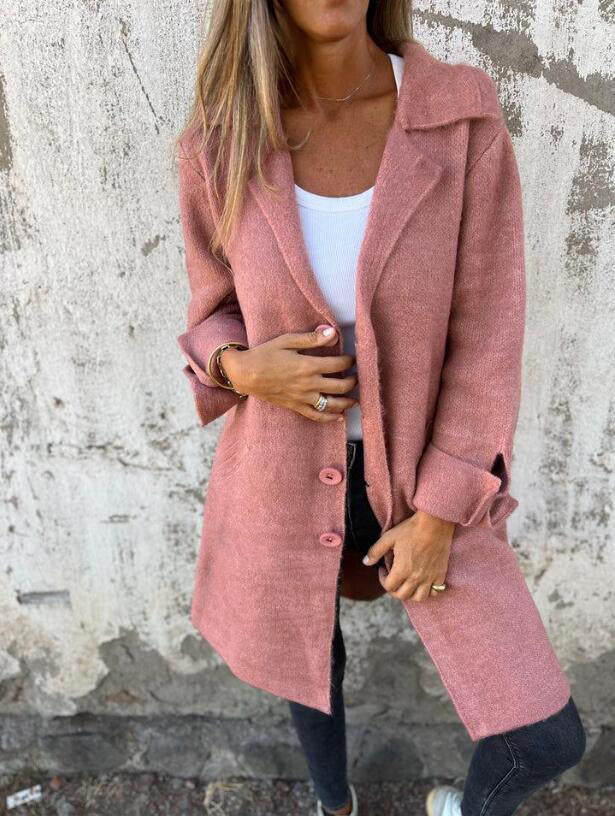 Fall Mid-Length Cardigan with Pockets