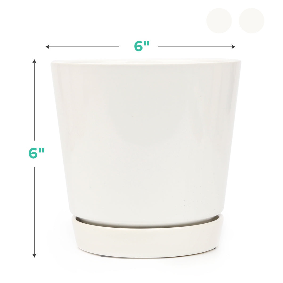 Pack of 3, 6 inch White Minimalist Pot with Saucer