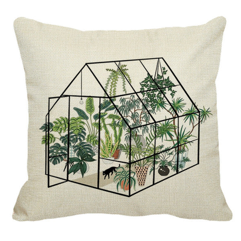 Nordic Style Linen Pillowcase Potted Green Plants