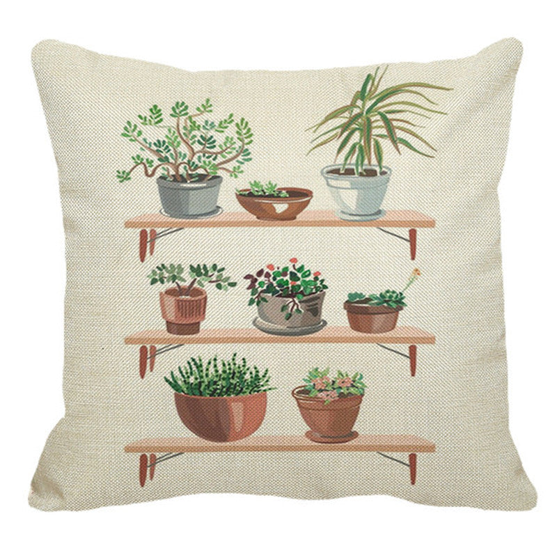 Nordic Style Linen Pillowcase Potted Green Plants