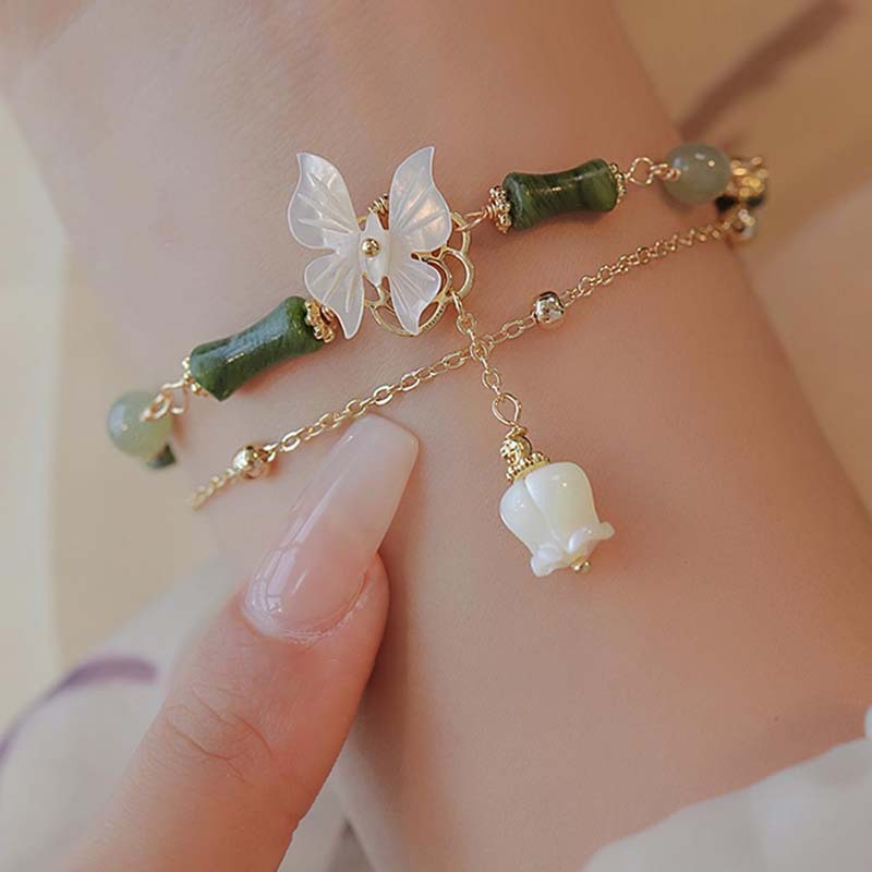 Chinese Style Butterfly Bracelet With Jade