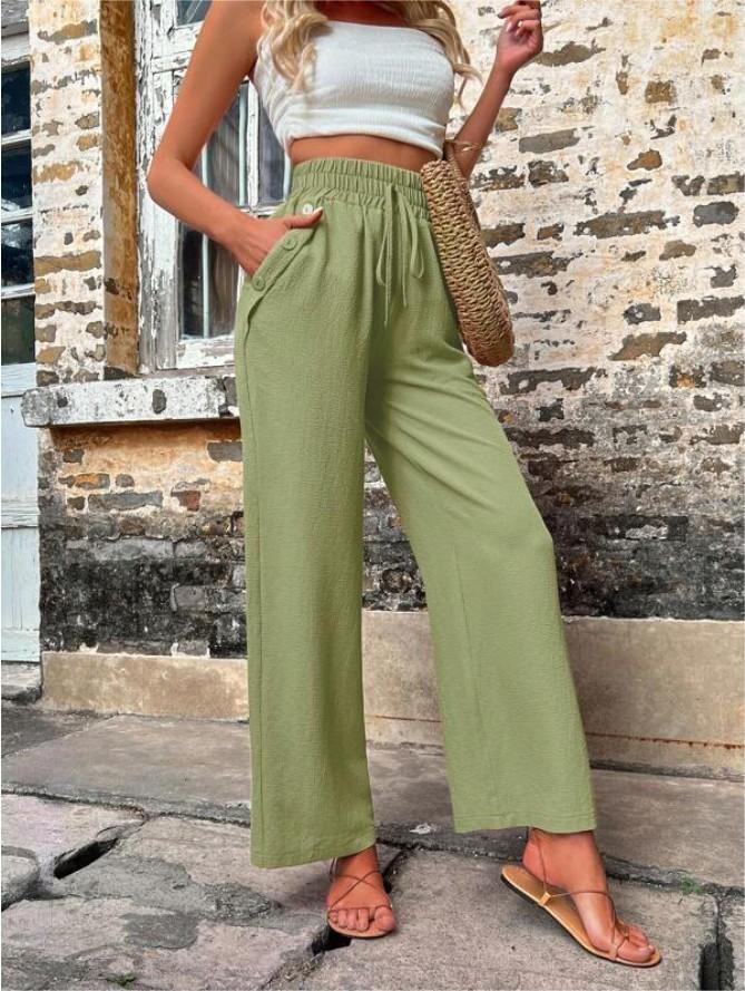 Casual High Waisted Drawstring Pants