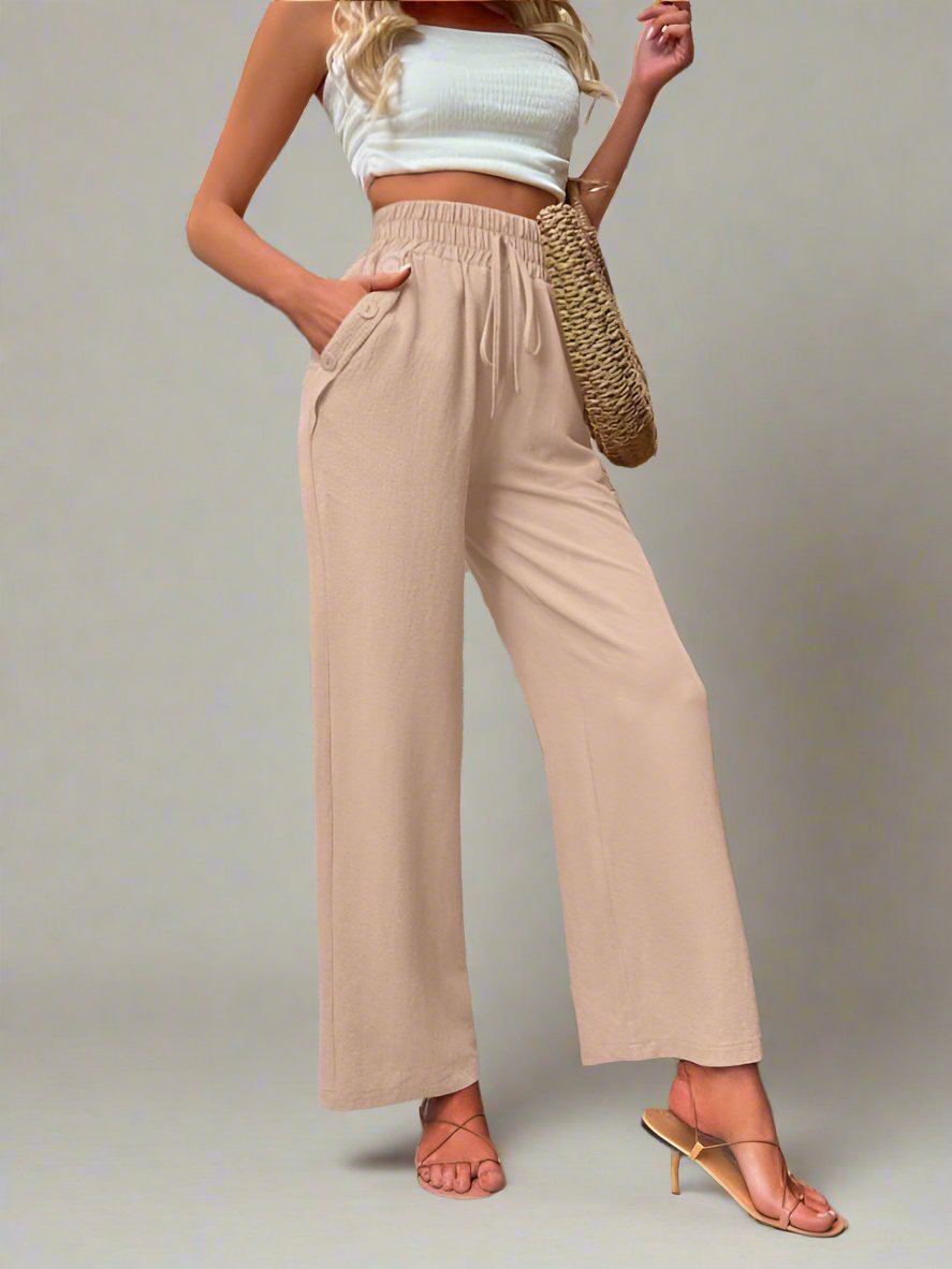 Casual High Waisted Drawstring Pants