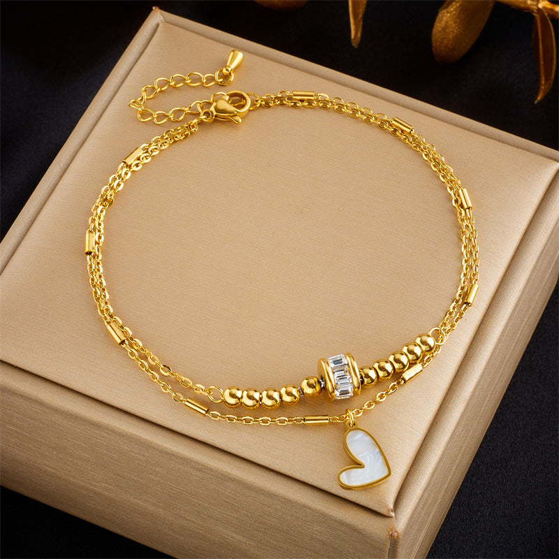 Boho Heart Double Stacking Anklet