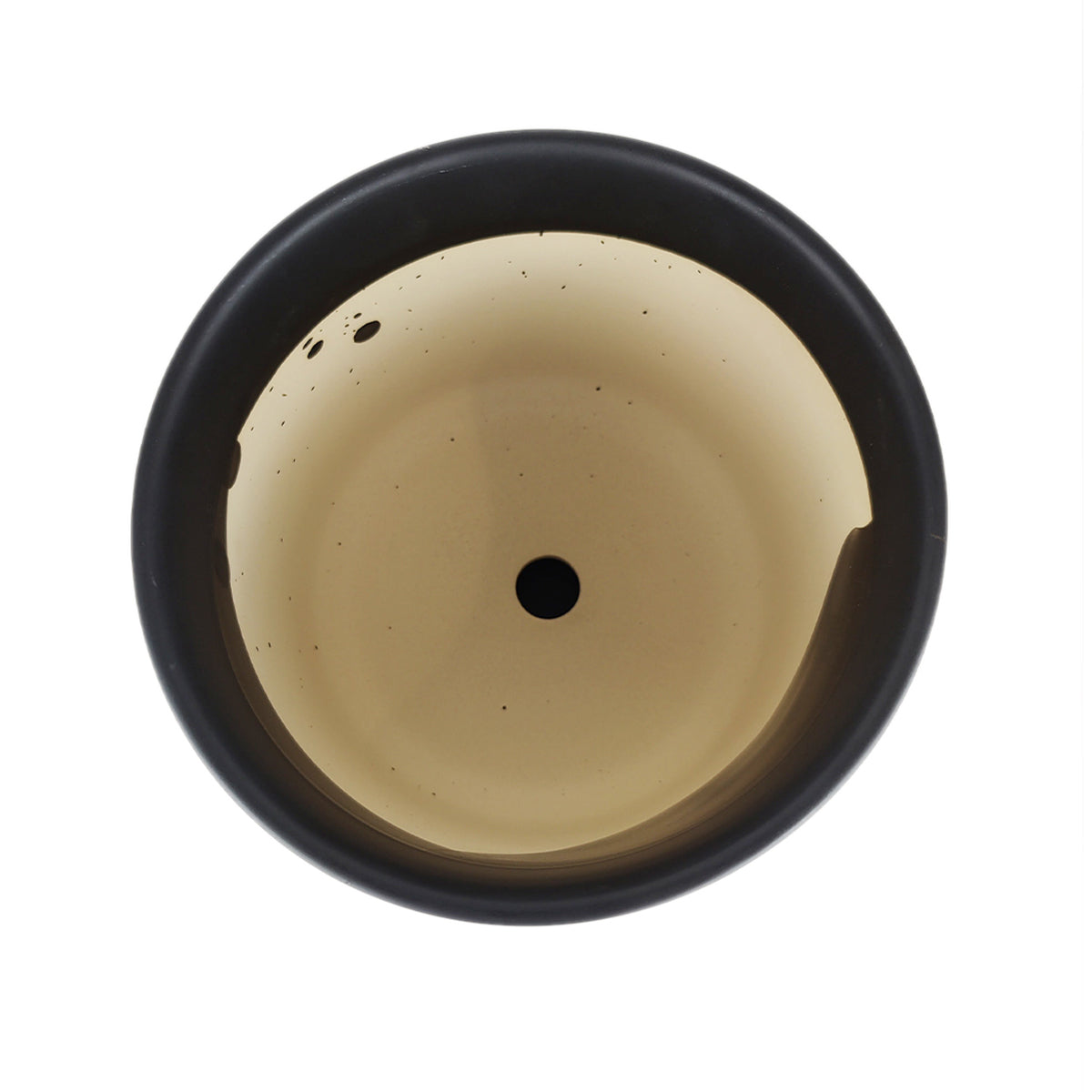 6 inch Black Porcelain Cylinder Pot with Saucer