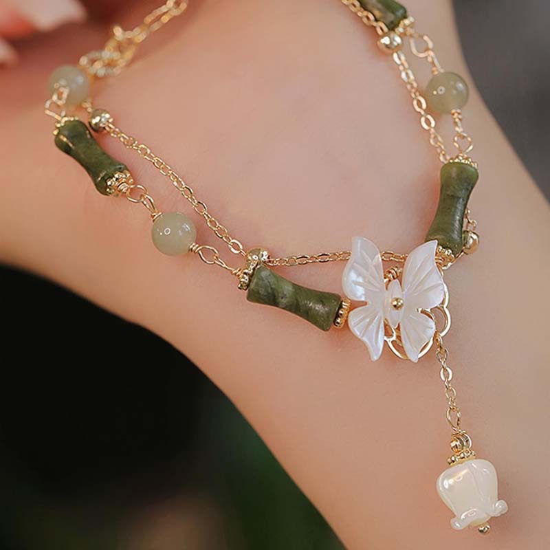 Chinese Style Butterfly Bracelet With Jade