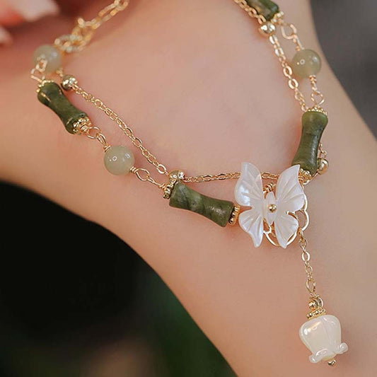 Chinese Style Butterfly Bracelet With Jade