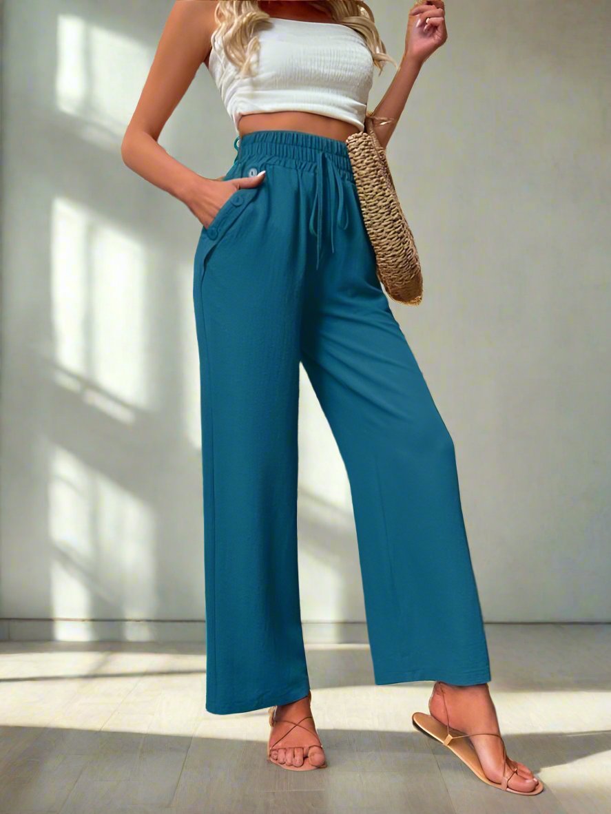 Casual High Waisted Drawstring Pants