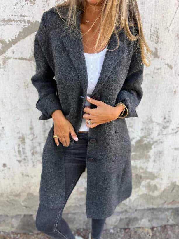 Fall Mid-Length Cardigan with Pockets