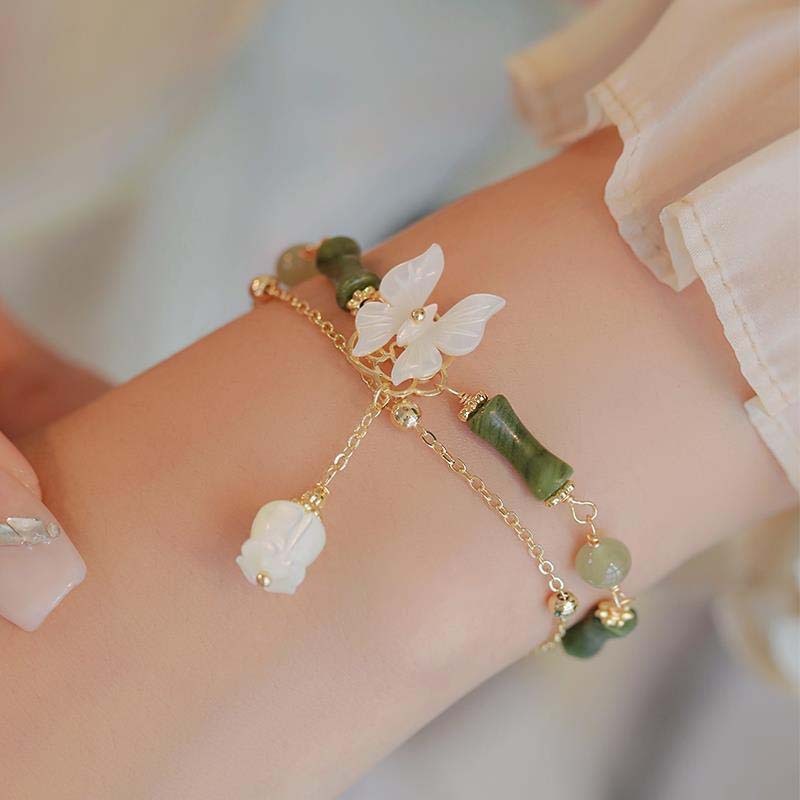 Chinese Style Butterfly Bracelet With Jade