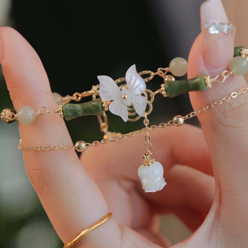 Chinese Style Butterfly Bracelet With Jade