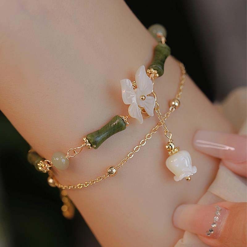 Chinese Style Butterfly Bracelet With Jade