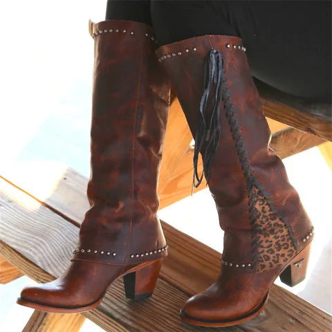 Faux Leather Boots with Tie Up Sides