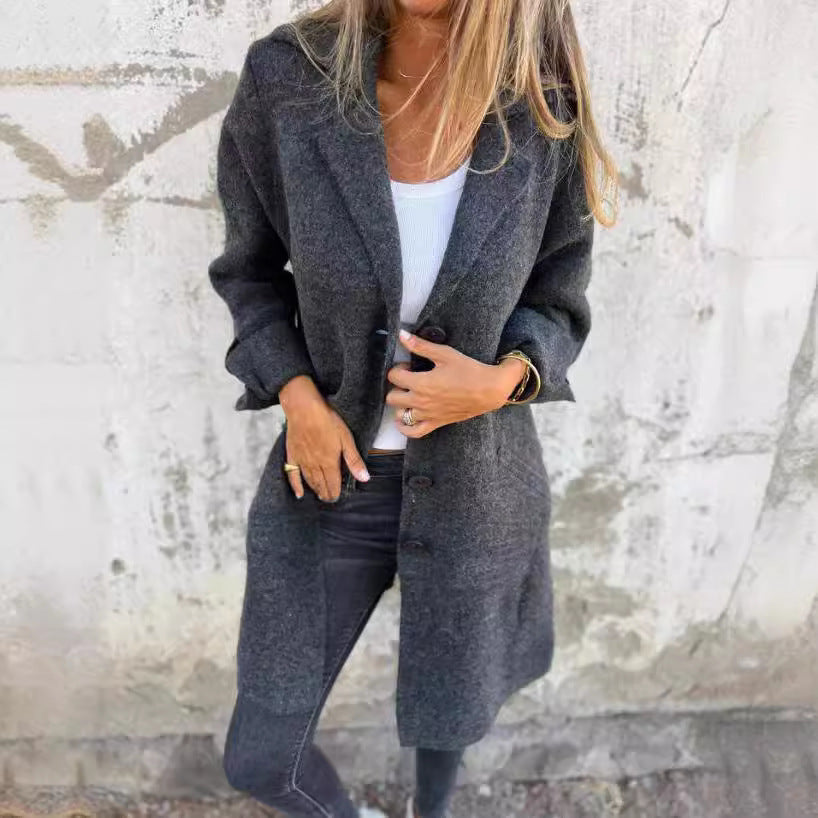 Fall Mid-Length Cardigan with Pockets