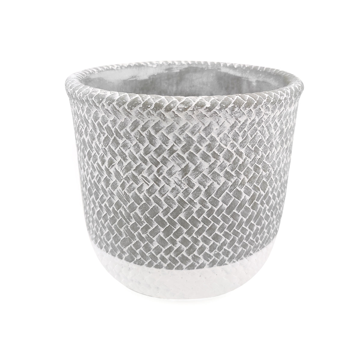 6 inch Reed Grey Round Cement Planter