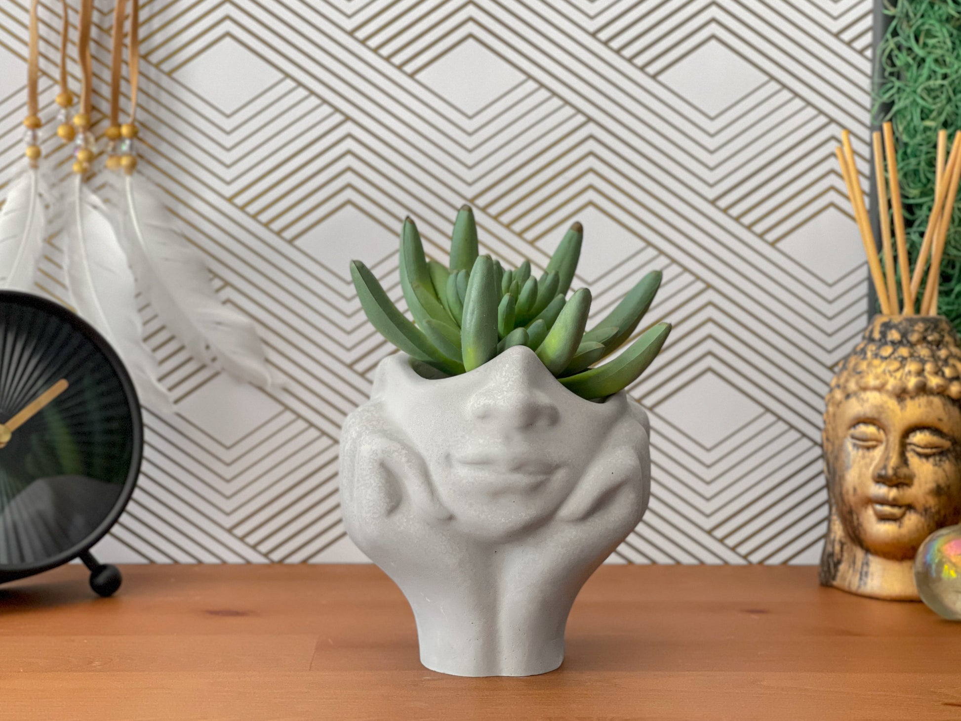 face succulent planter Face Succulent Planter on Two Hands – Lovehopegrow